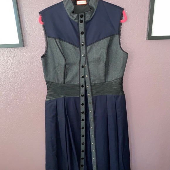 Karoline Lang Blue and Grey Dress - Picture 3 of 6